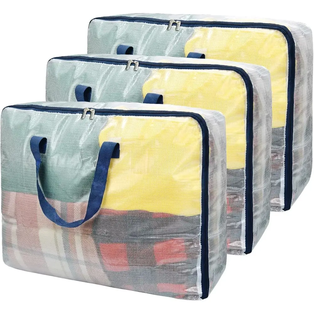 

Extra Large 75L Zippered Storage Bags, 3-Pack - Ideal for Clothes, Bedding, Toys, and More