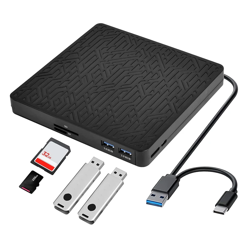 외장 DVD 드라이브, USB3.0/C타입 DVD CD ROM +/-RW 플레이어, 광학 디스크 버너, 2 USB3.0 포트, SD/TF 포트
