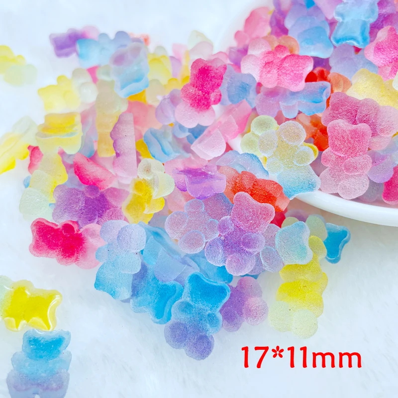 30 Pcs New Cute 17*11mm Mini Soft Glue Little Bear Flat Back Cabochon Scrapbook Kawaii DIY Charm