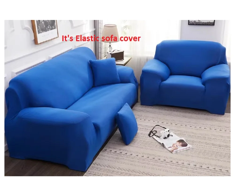 Simple Quality Monochrome Elastic Sofa Cover Four Season Stretch Coverlet Couch Protector in Black/Navy Blue/Khaki/Beige