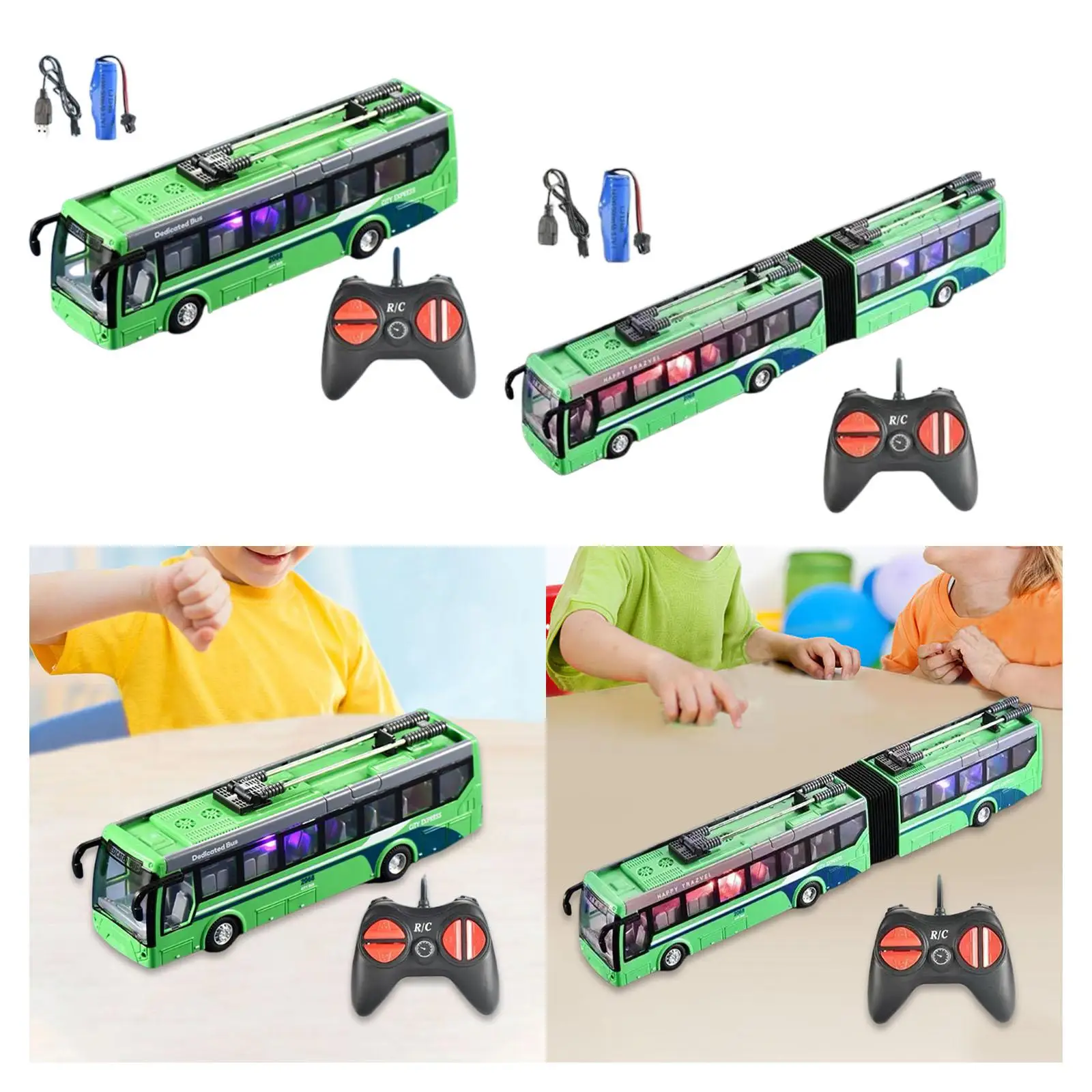 リアルなライトとラバータイヤを備えたrcバス、ポータブルシミュレーション、3歳以上のクラシックな車のおもちゃ、子供向けギフト、報酬、男の子、女の子