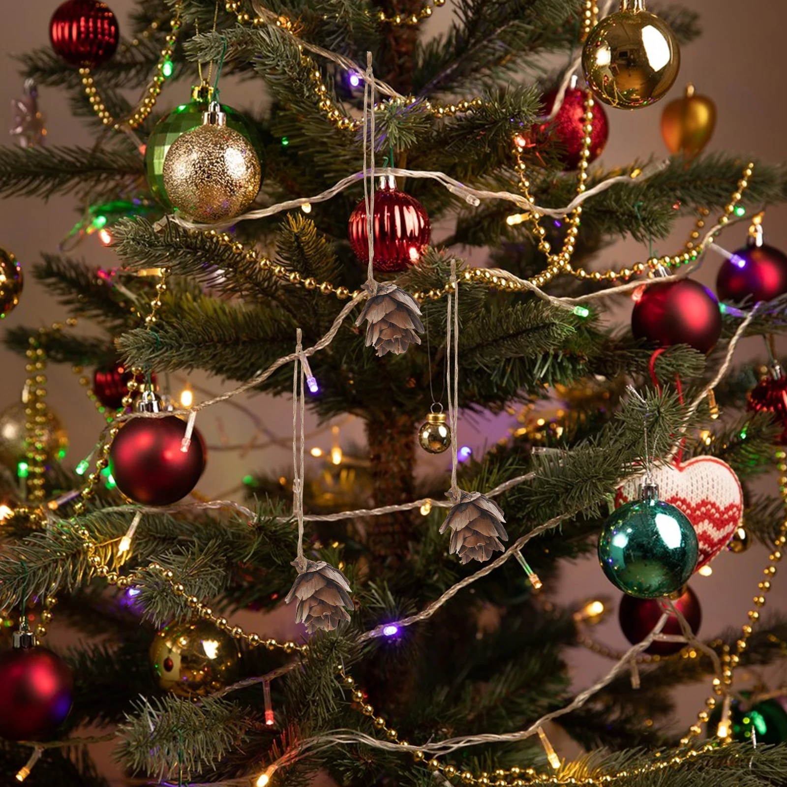 

100 pcs Mini Pine Cone Decorations Artificial Christmas Tree Ornaments Wooden Craft Supplies FallPine Cone Holiday Party