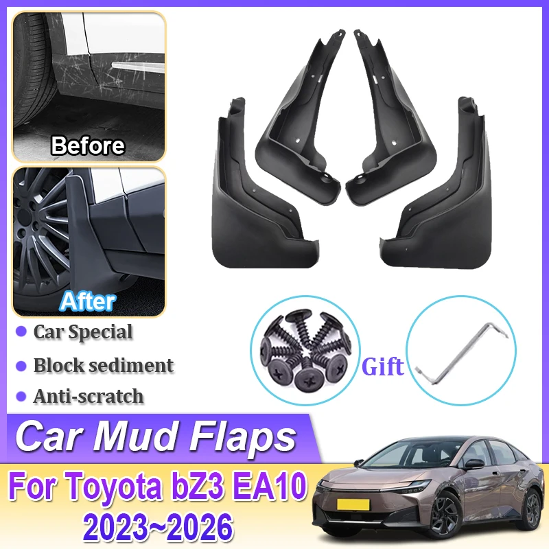 

Car Mudflap Accessories For Toyota bZ3 EA10 2023~2026 Mudguard Parts Splash Fender Flare Cover Guard Auto Part Mud Protect Tires