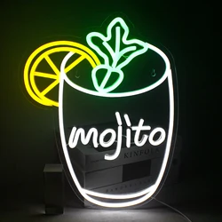 Mojito Neon Sign Bar for Wall Decor Neon Bar Signs USB Powered Light Up for Man Cave Teen Boys Bedroom Bar Hotel Shop Party Neon