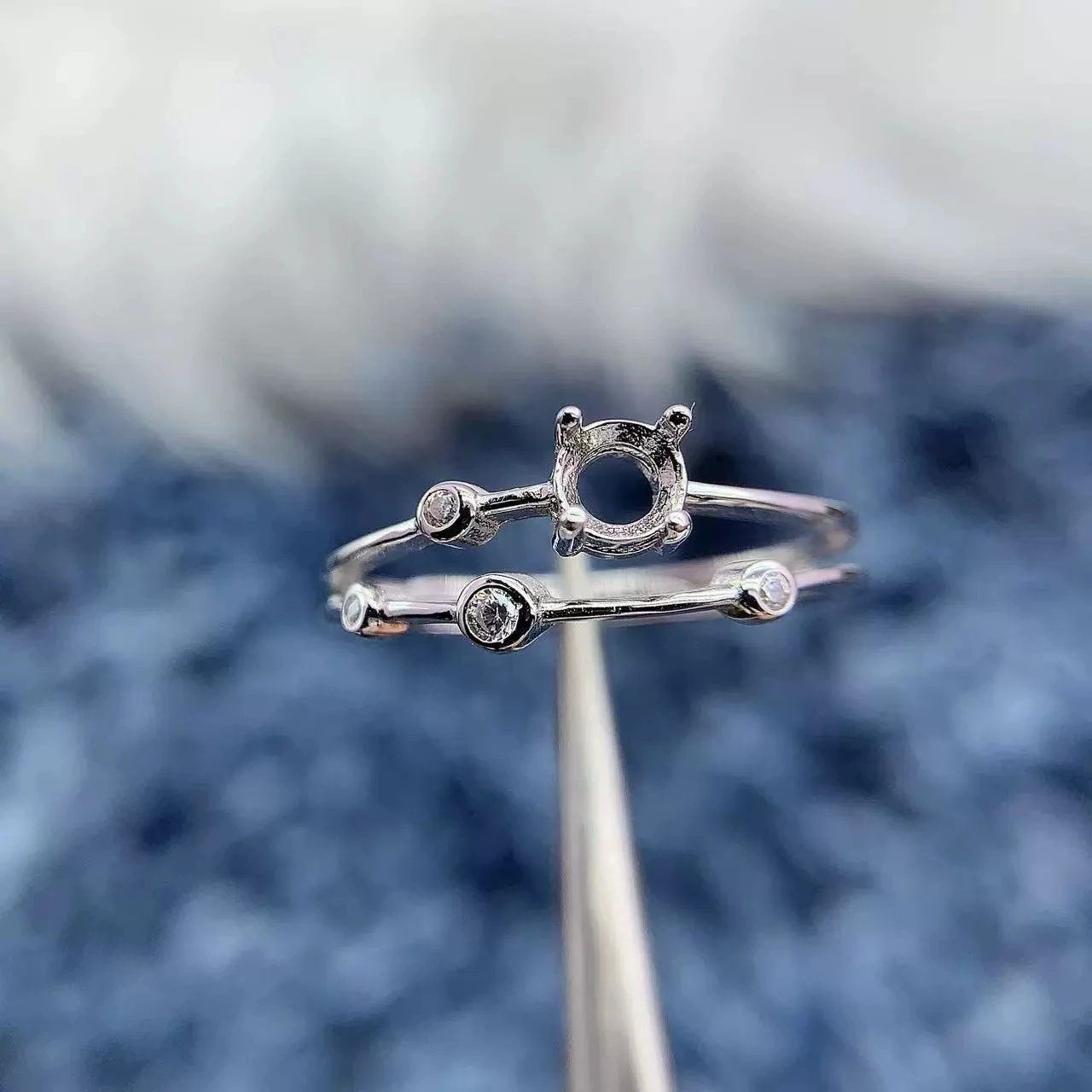 

MeiBaPJ инкрустация круглый 4*4 мм камень женское открытое кольцо DIY подарок S925 чистое серебро модный оригинальный изысканный очаровательный ювелирный оптовый продавец