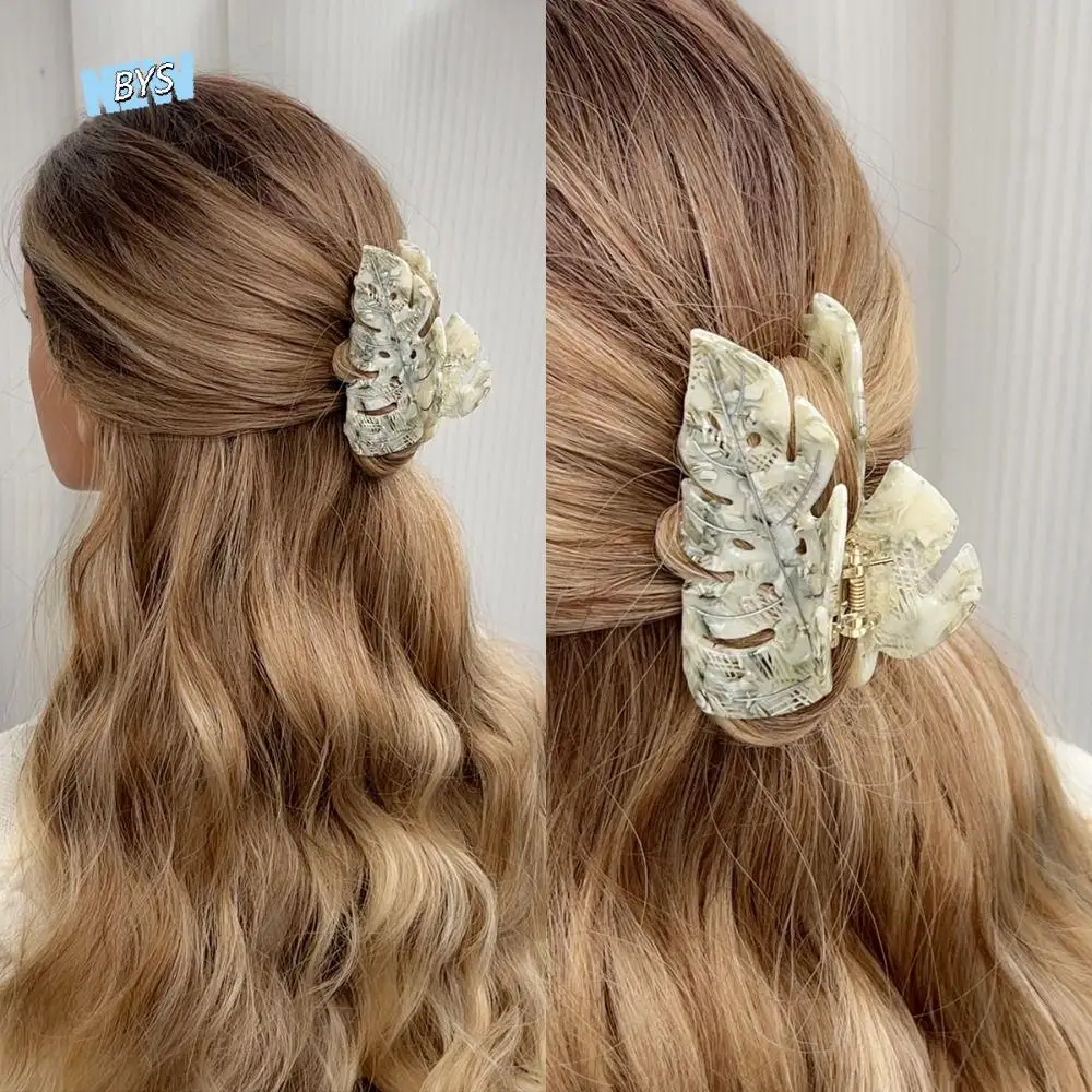 

Personalized Green Plant Leaves Hair Claws Hairpin Geometry Acetate Hair Clip Headwear Hair Grab Female