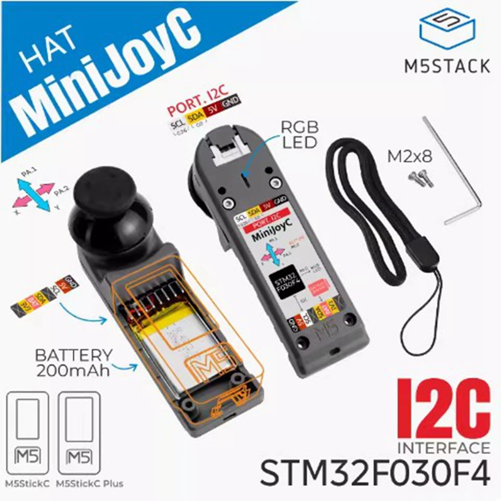 Контроллер M5Stack MiniJoyC HAT, джойстик, док-станция, датчик дистанционного управления дроном