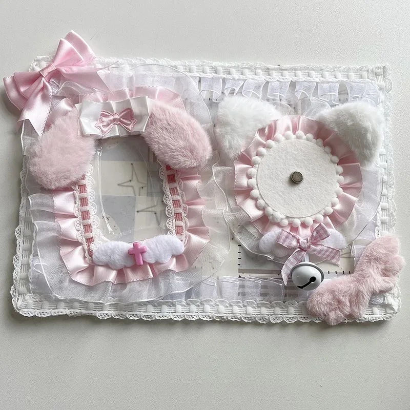 Handmade Lace Ita Bag Badge Organizer Display Board Cute Plush  Lace Edge Badge Holder Card Kawaii Decor Ita Bag Accessory