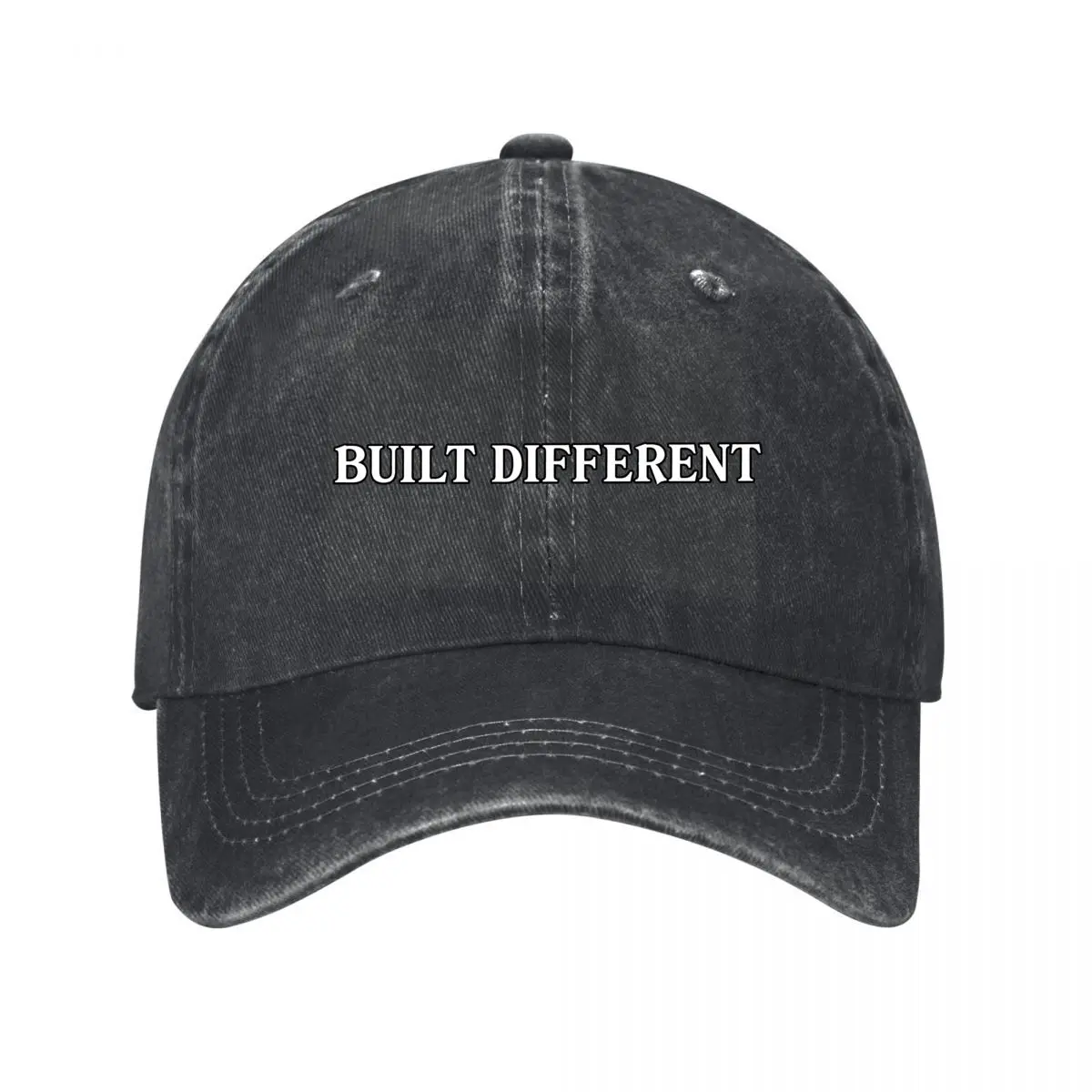 Built Different Bold Outline Quote Typography Washed Baseball Cap Outdoor Hat