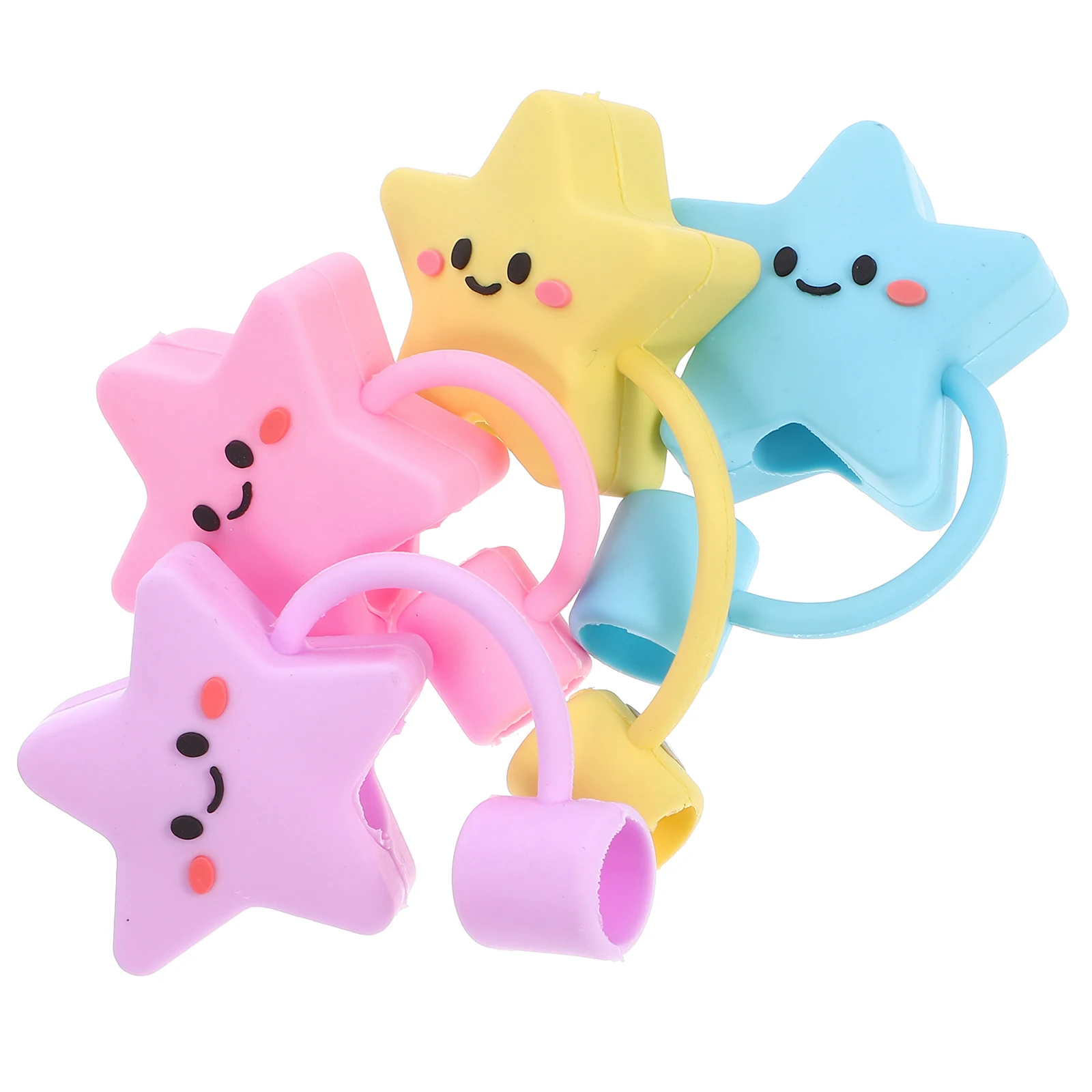 

4pcs Straw Silicone Star Shaped Covers Small Silicone Straw Covers Tips Protector for Straws Tumblers Kitchen Bar Supplies