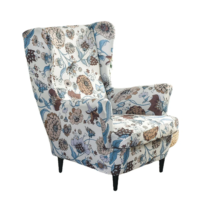 

Anti-fouling elastic printed wing chair cover washable removable single sofa cushion suitable for living room