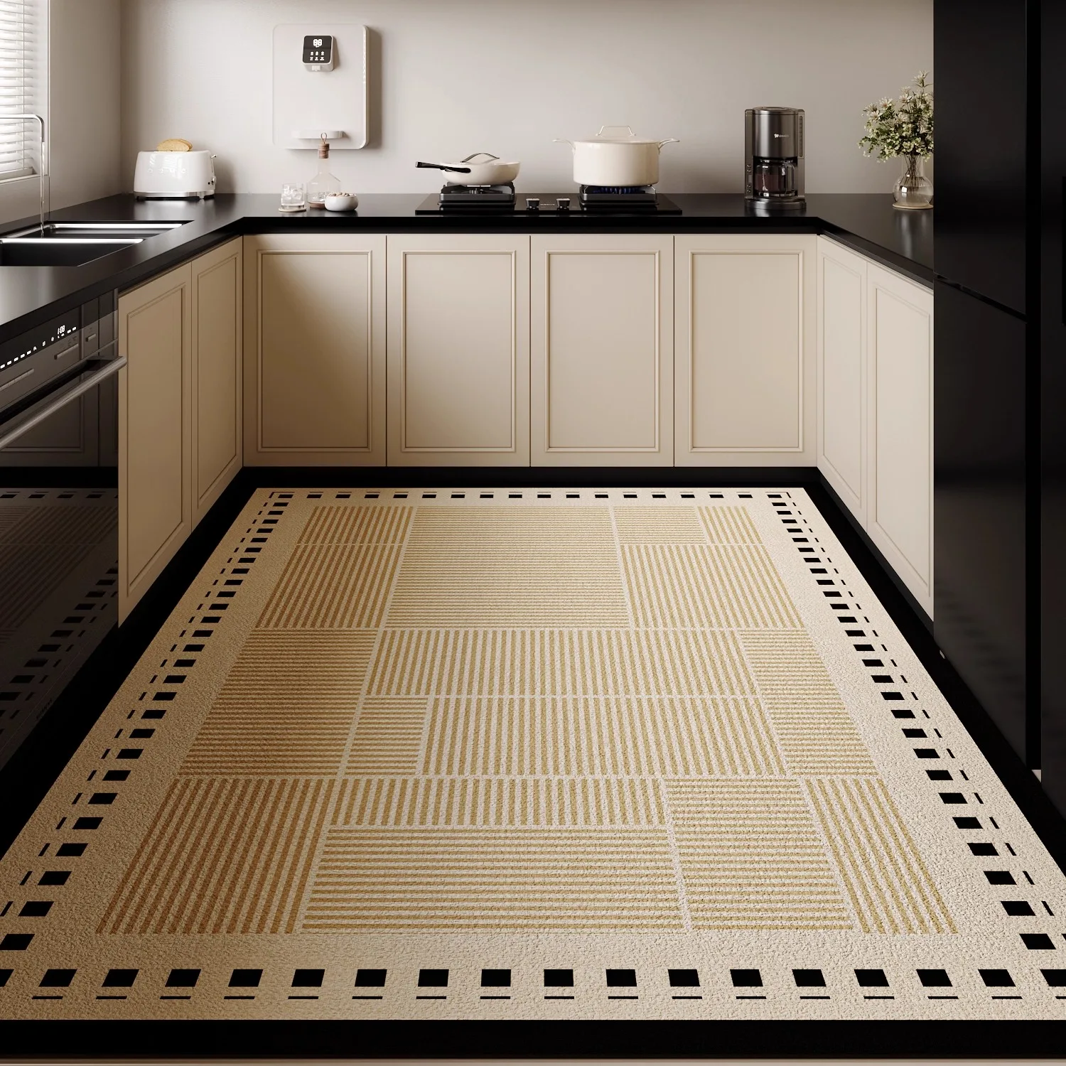 

Кухонный ковер Супервпитывающий кухонный коврик для пола Нескользящие коврики Длинный полосатый ковер Современный стиль Коврики для украшения дома