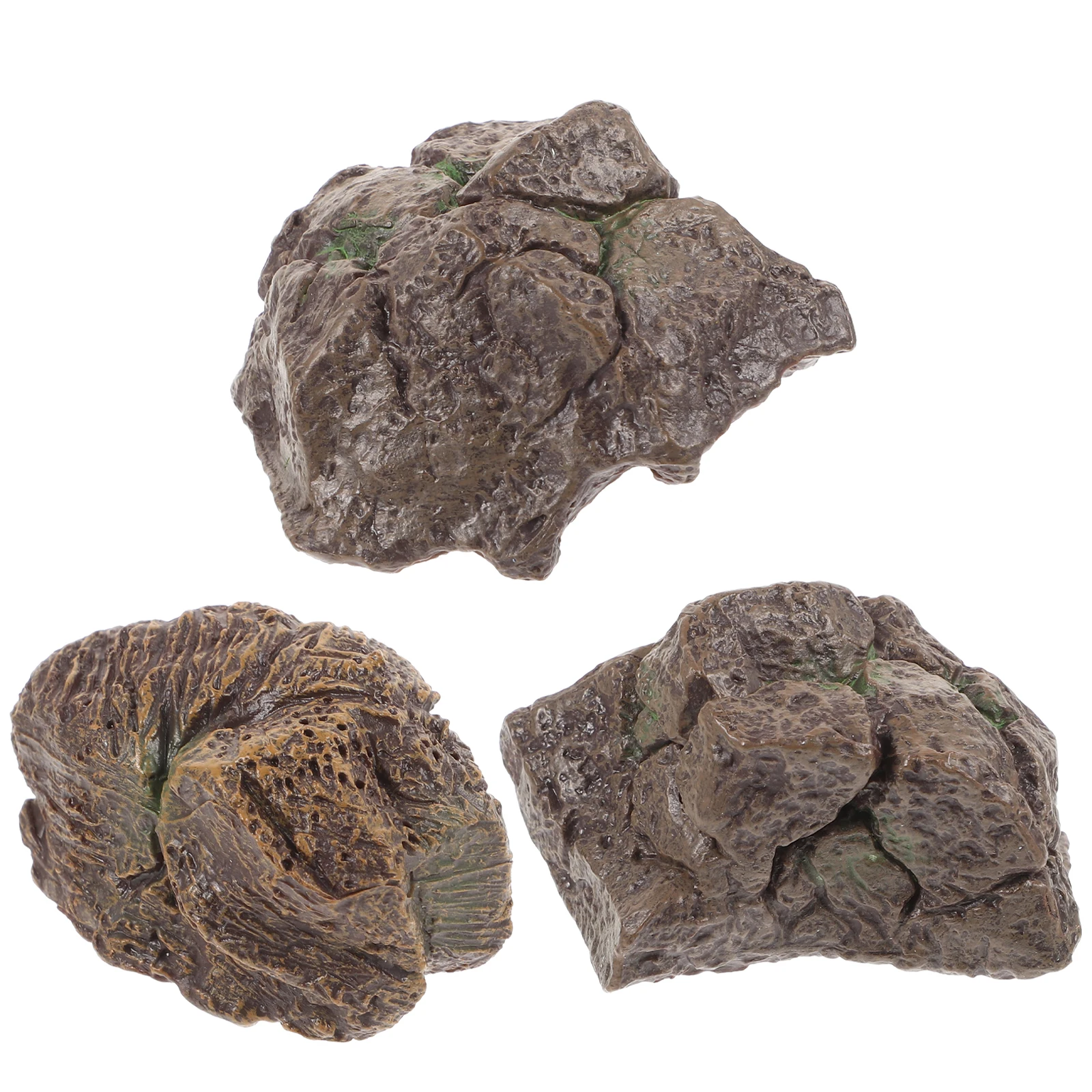 

3Pcs Miniature Rock Potted Planter Decor Stones Stylish Aquarium Landscape Design for Fish Tank Garden Succulent Cactus Bamboo