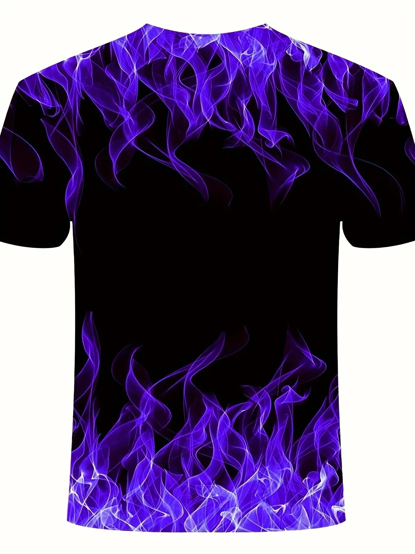 Purple Flame Graphic, Men\'s Trendy 3d Digital Print T-shirt, Casual Stretchy Breathable Short Sleeve Tee For Summer Outdoor