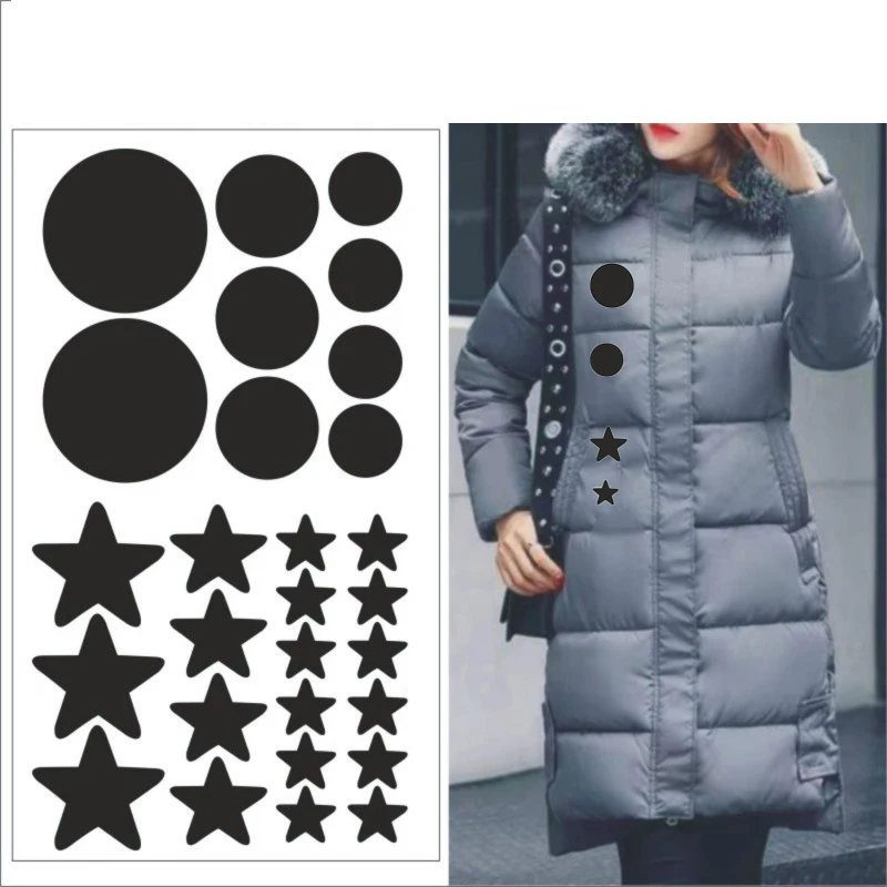 Multigraph Round Star Heart Black Self Adhesive Patches For Down Jackets Repair Hole Patch Raincoat Umbrel Cloth Tent Stickers