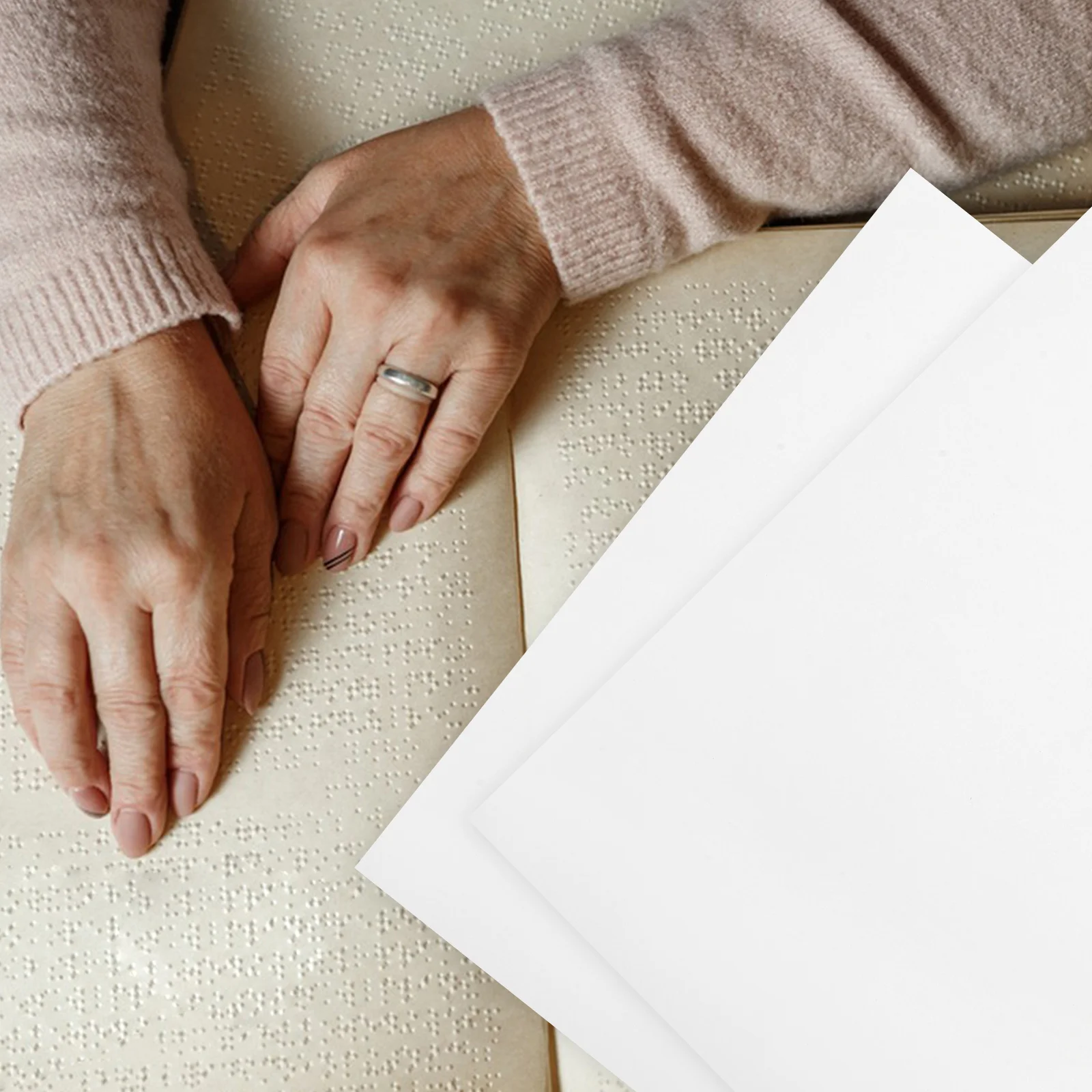 20Pcs Braille Writing Paper Pack - Tactile Writing Sheets for Visually Impaired - Smooth White Card Stock for Braille School