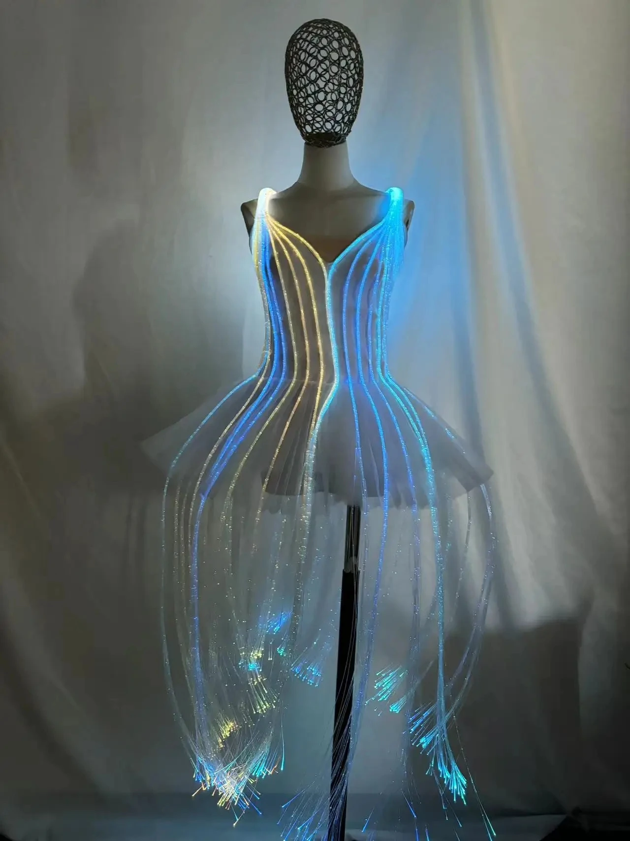 In Stock LED Fiber Optic Ballet Costume Dress Luminous Color Change Remote Control DIY Customized Clothes for Party Performance