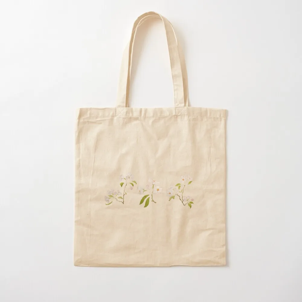 

hand painted 3 white cherry blossom branches Tote Bag Beach bag shoping bag Eco Fabric