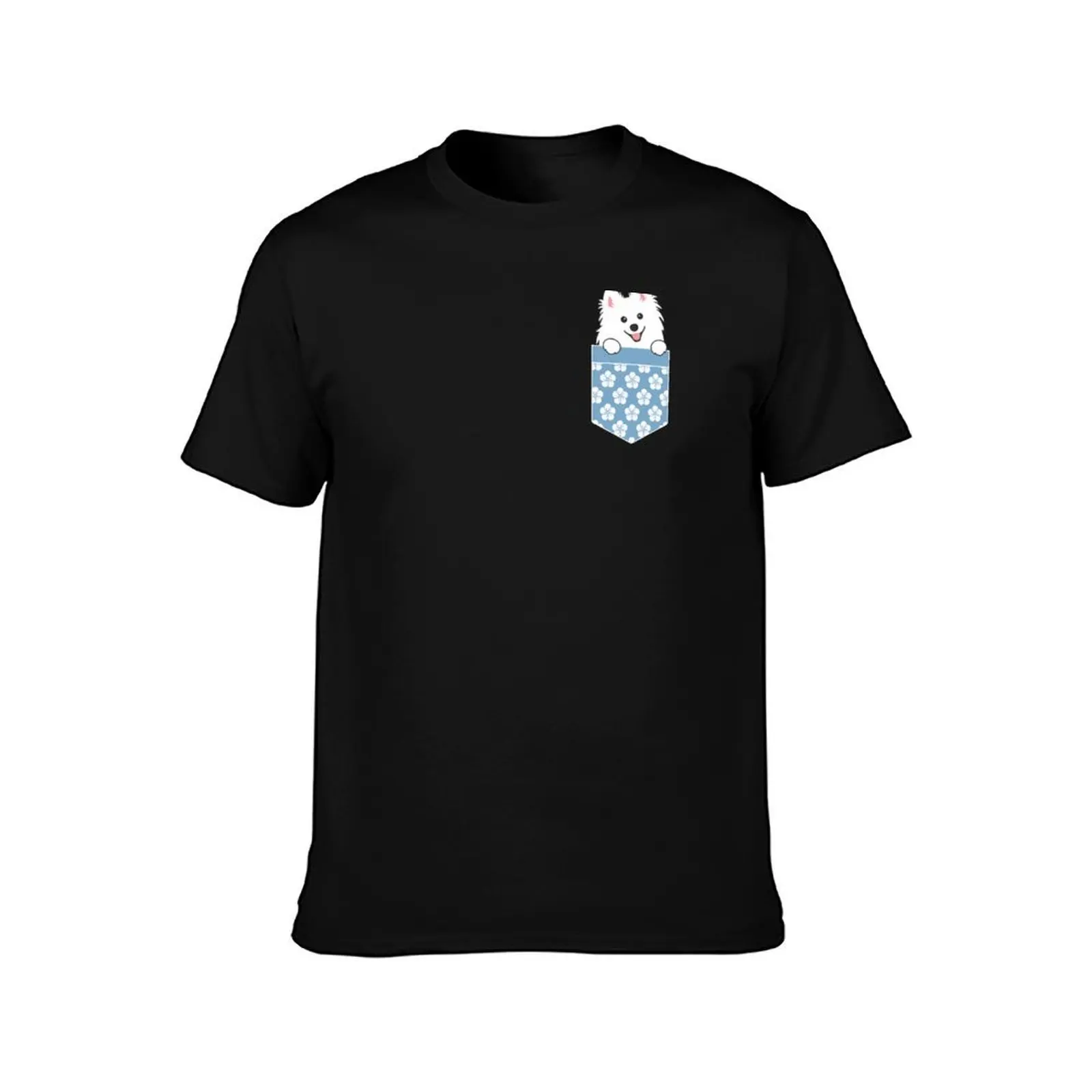 Cute Japanese Spitz Dog in Your Pocket T-Shirt Stain Resistant Casual Tee