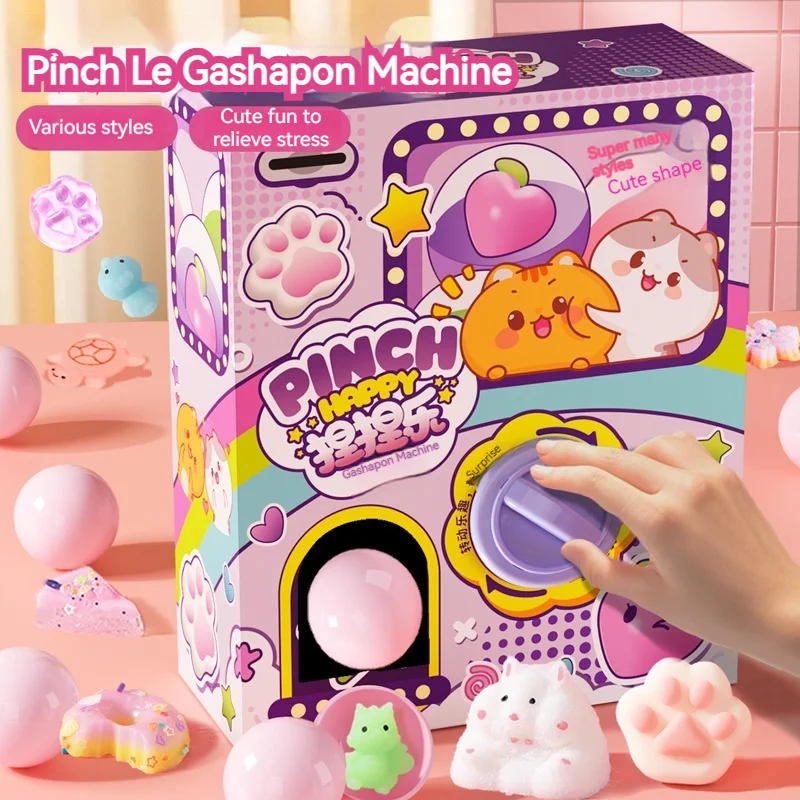 New Cartoon Stress Reducing Kneading Gashapon Machine Blind Box Toy DIY Play House Puzzle Children's Poke Fun Birthday Gift