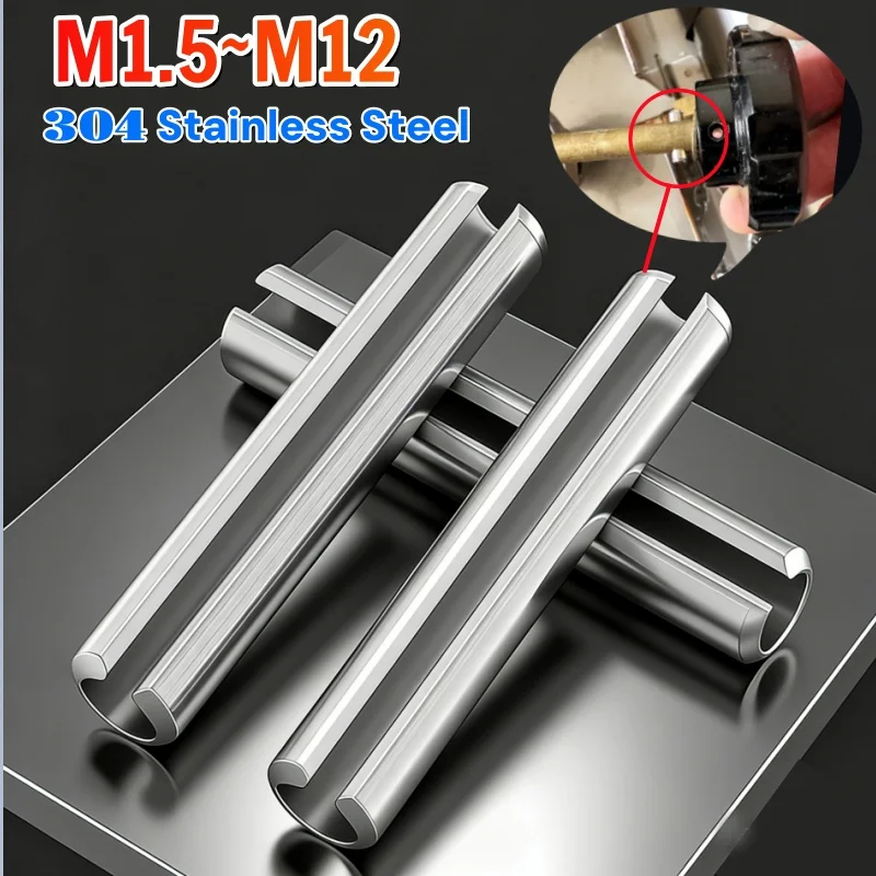 2-100pcs M1.5 M2 M2.5 M3 M3.5 M4-m12 Stainless Steel Spring-type Straight Pins Elastic Cotter Cylindrical Positioning Pin Dowel