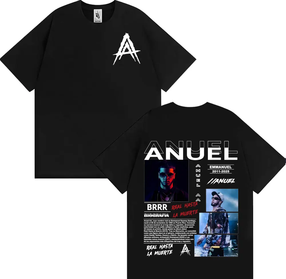 

Rapper Anuel AA Real Hasta La Muerte 2025 Graphic T Shirt Men Women Fashion Hip Hop Harajuku Tee Shirt Short Sleeve T-shirt Tops