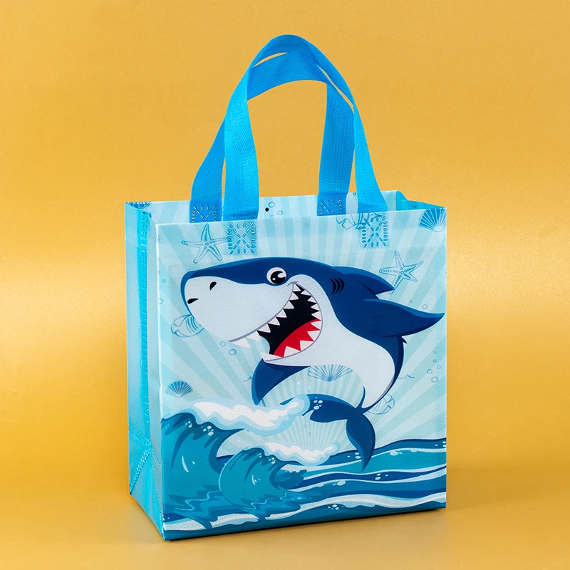 12/24Pcs Shark Theme Candy Box Favor Cookie Gift Bag with Stickers Kids Ocean Animal Birthday Party Decor Baby Shower Supplies