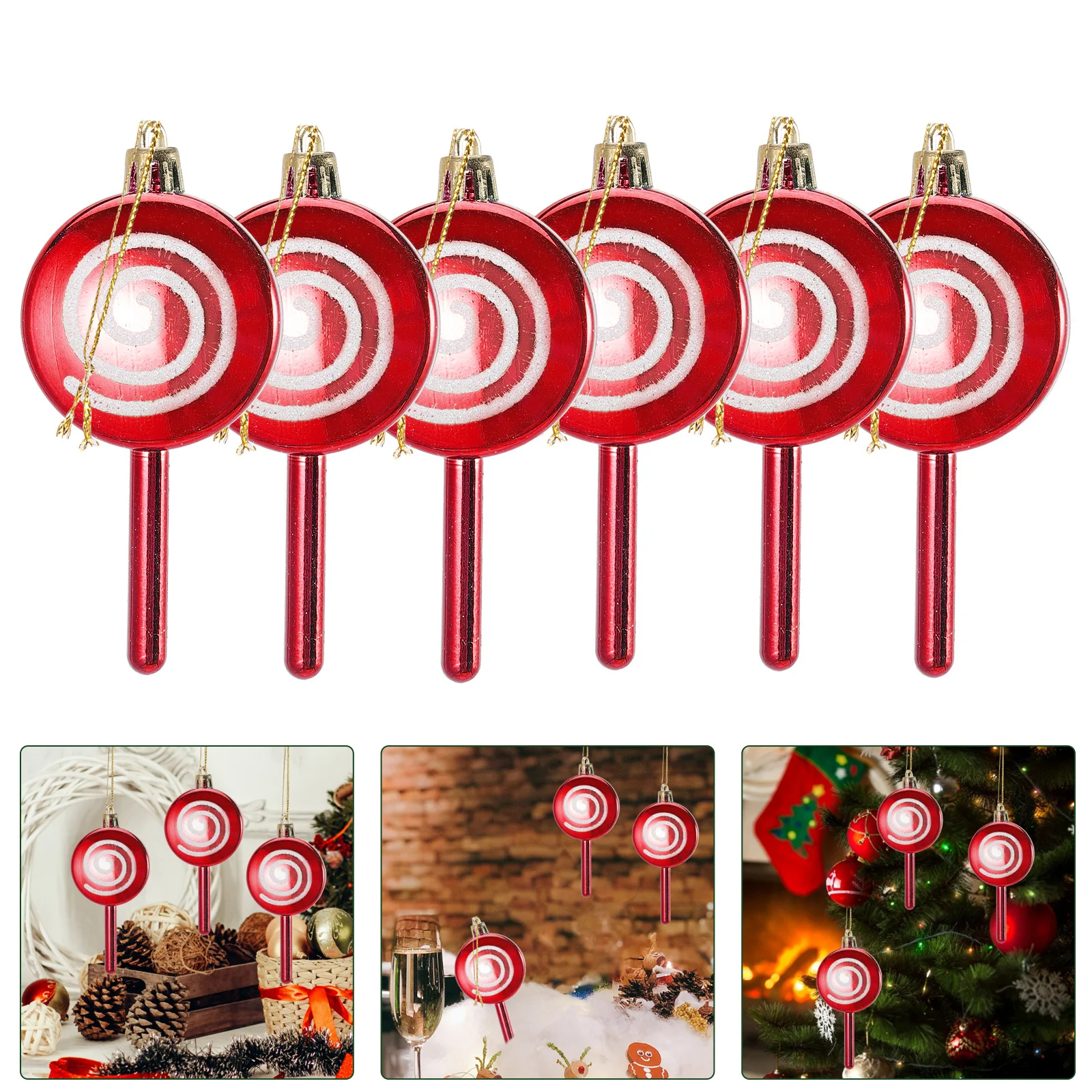 

6Pcs Plastic Candy Pendants Xmas Candy Ornaments Christmas Tree Hanging Decorations Party Supplies Christmas Tree Decoration