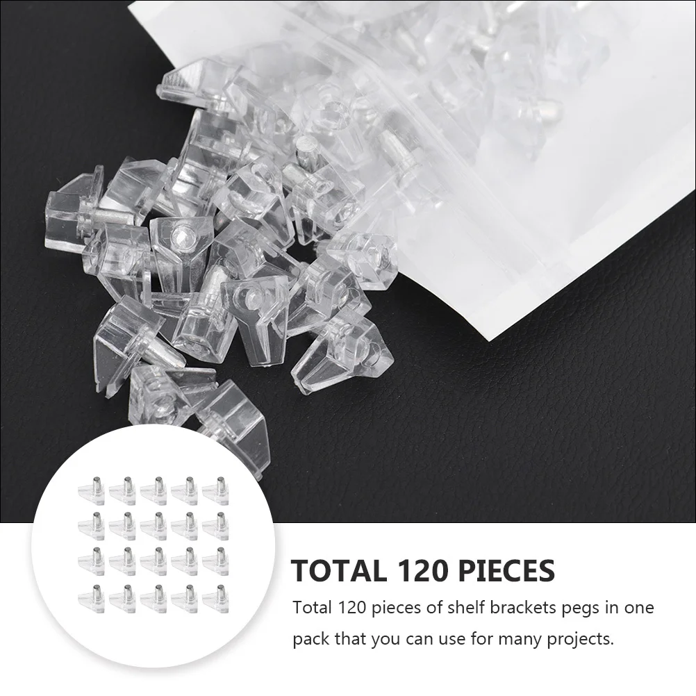 

120Pcs Durable Shelf Support Pegs Plastic Iron Furniture Shelf Brackets for Closets Cabinets Pegs for Shelves Shelving Brackets