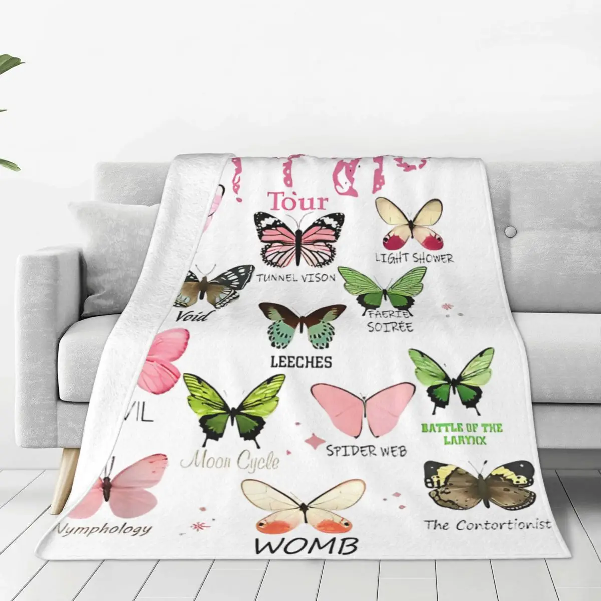 Melanie Martinez Tour Portals Albums Butterflies Blanket Velvet Bed Throw Blanket Comfortable Ultra-Soft for Travel Bedspreads