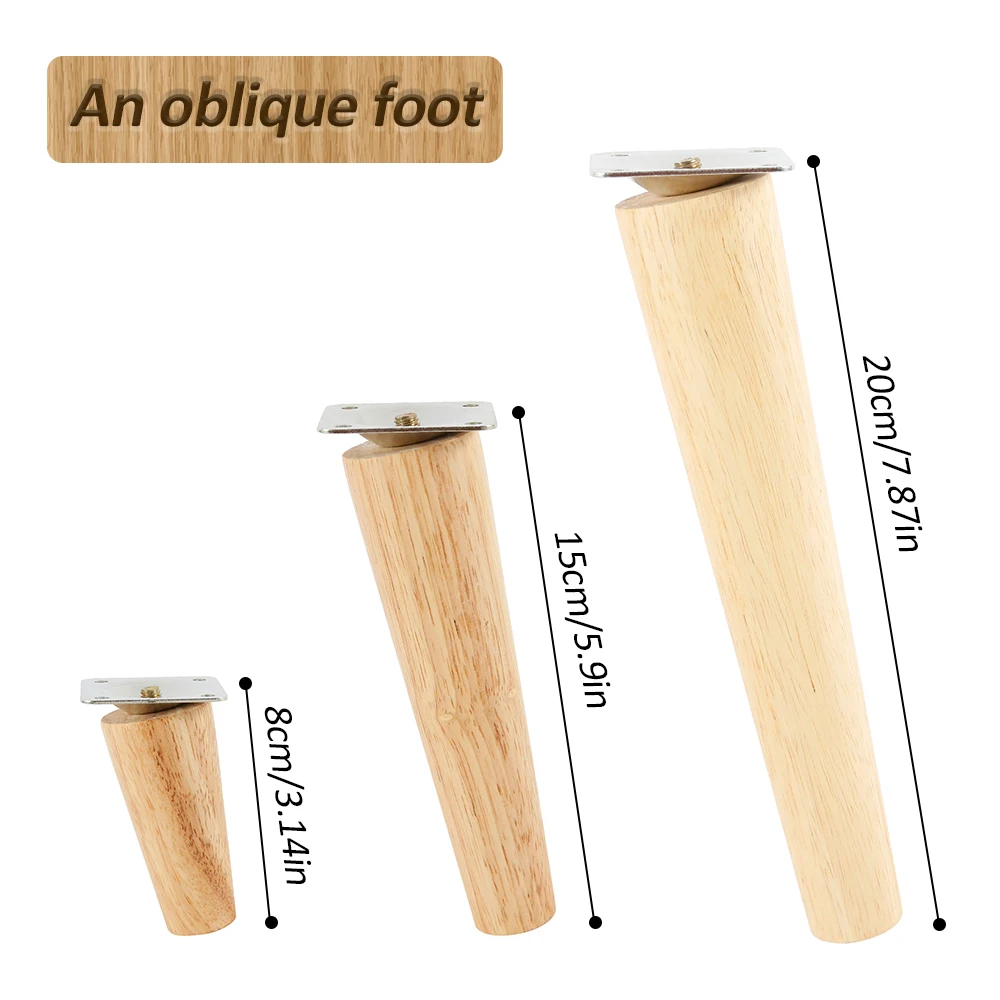 4Pcs Furniture Legs Wooden Solid Furniture Feet Oblique Straight Non-slip Table Chair Feet Replacement Feet Floor Protector Home image 6
