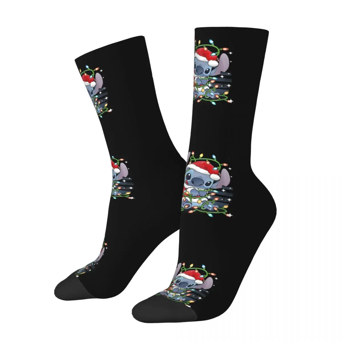 Lil And stin Christmas Lights Portrait- Limited Edition Perfect Crazy calzini a compressione da uomo Unisex Disney Mickey Mouse Sock