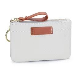 Genuine Leather Coin Purse Wallet Mini Zipper Change Purse Wallet Coin Pouch with Key Chain Travel Accessories Ultrathin Wallet