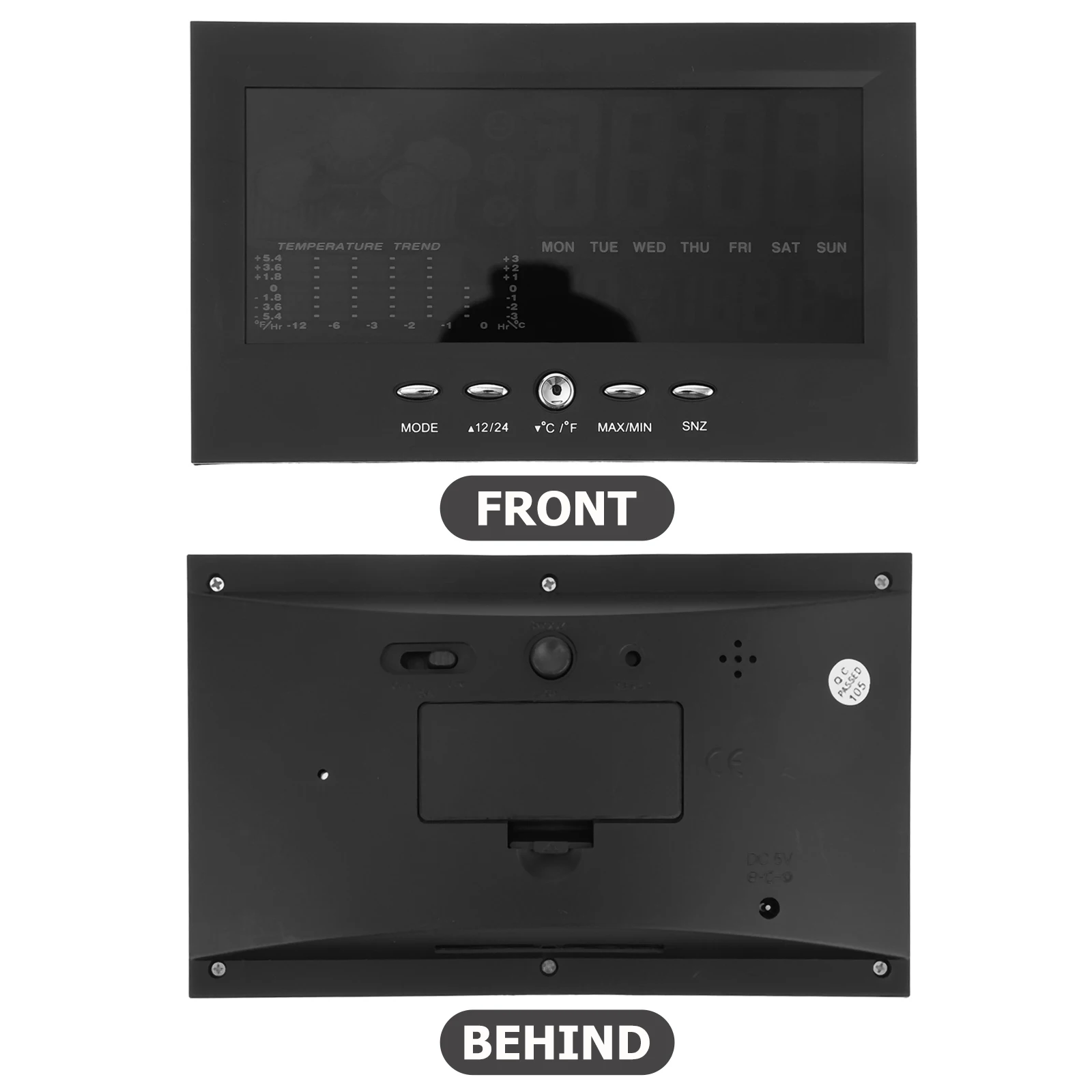 

1 set Led Color Screen Alarm Clock Calendar Day Display Backup Large Clear Screen For Home Office Bedroom Decorative