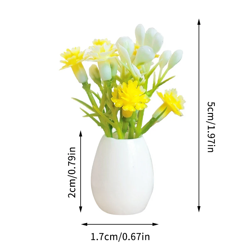 1Pc Dollhouse Bouquet Potted Plants Model Mini Simulation Micro Landscape Doll House Garden Flower Bonsai Decor Accessories