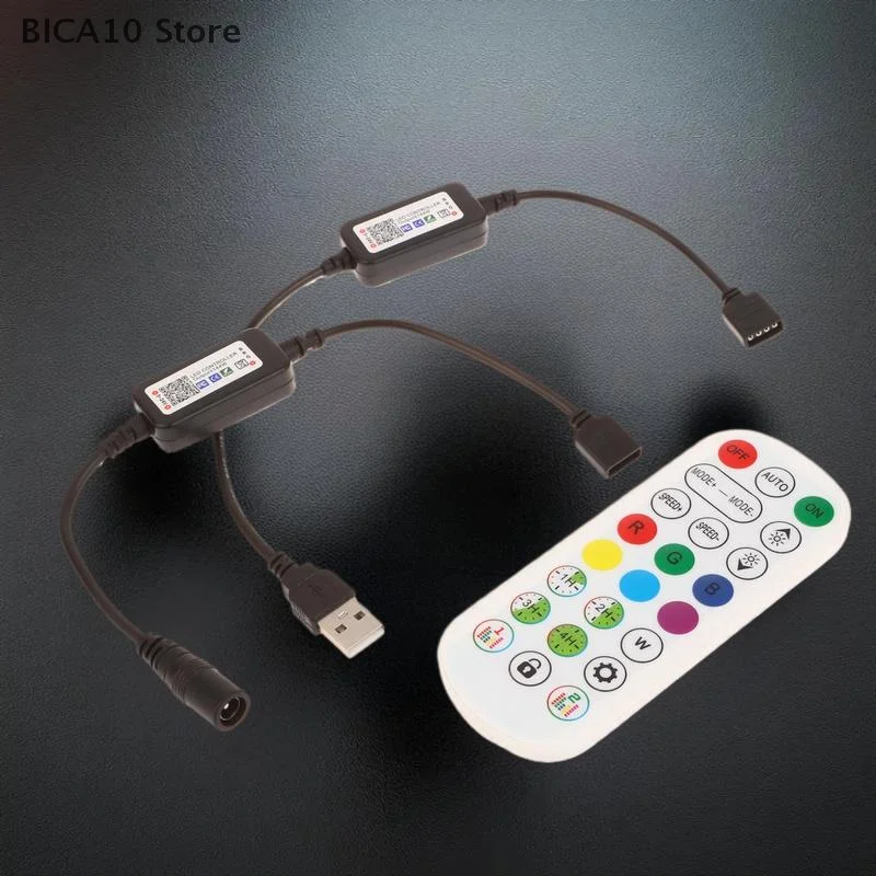 Полный комплект для разъема светодиодной ленты RGB с управлением через приложение, USB 5–24 В постоянного тока