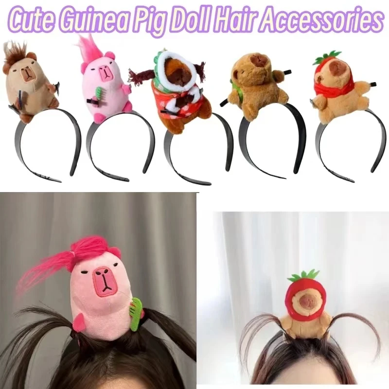 

Headband Cartoon Guinea Pig Hairband New Cartoon Plush Doll Headband French Wide-brim Hairpin Photo Headwear Creative Girl Gift