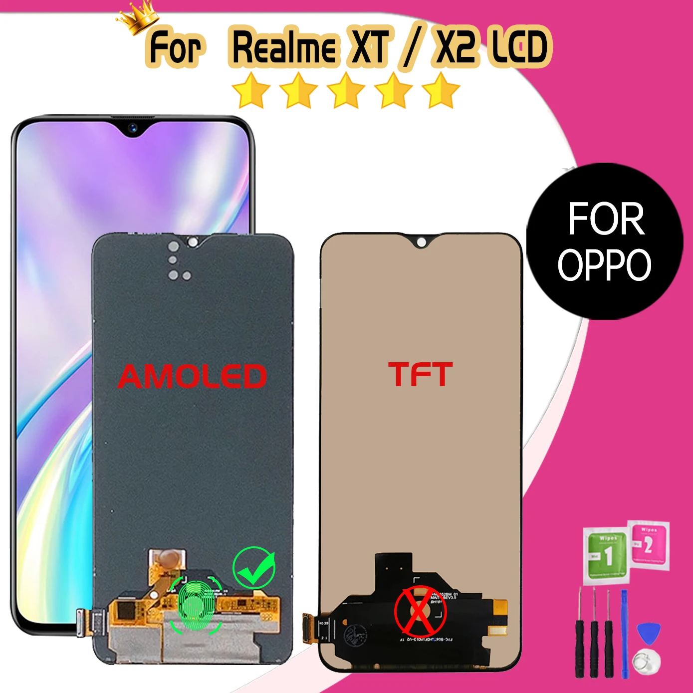 

ЖК-дисплей AMOLED 6,4 дюйма для OPPO Realme X2 EMX1991, ЖК-дисплей с сенсорным экраном и дигитайзером для телефона Realme XT, сменный ЖК-дисплей в сборе