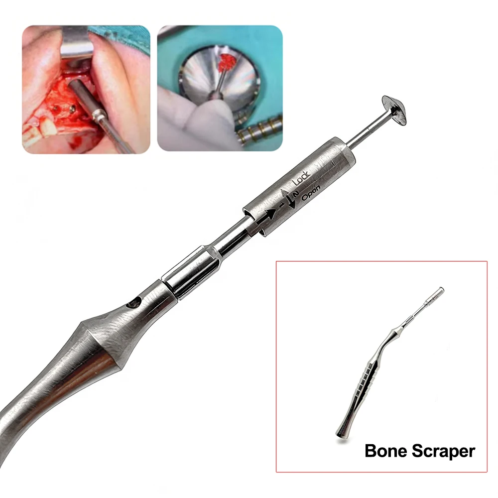 

16Cm Dental Implant Surgical Bone Scraper Set Stainless Steel Bone Collector & Tooth Cleaning Scaler Tool