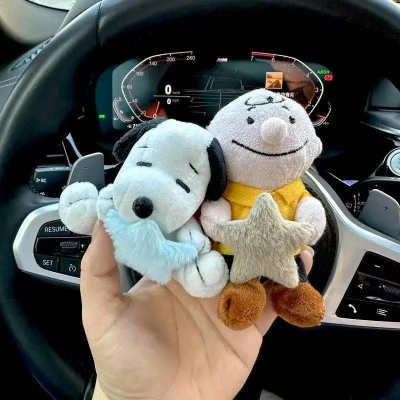 Kawaii Snoopys Plush Doll Car Steering Column Ornament, Cute Cartoon Auto Interior Decoration Car Turn Signal Shift Lever Decor