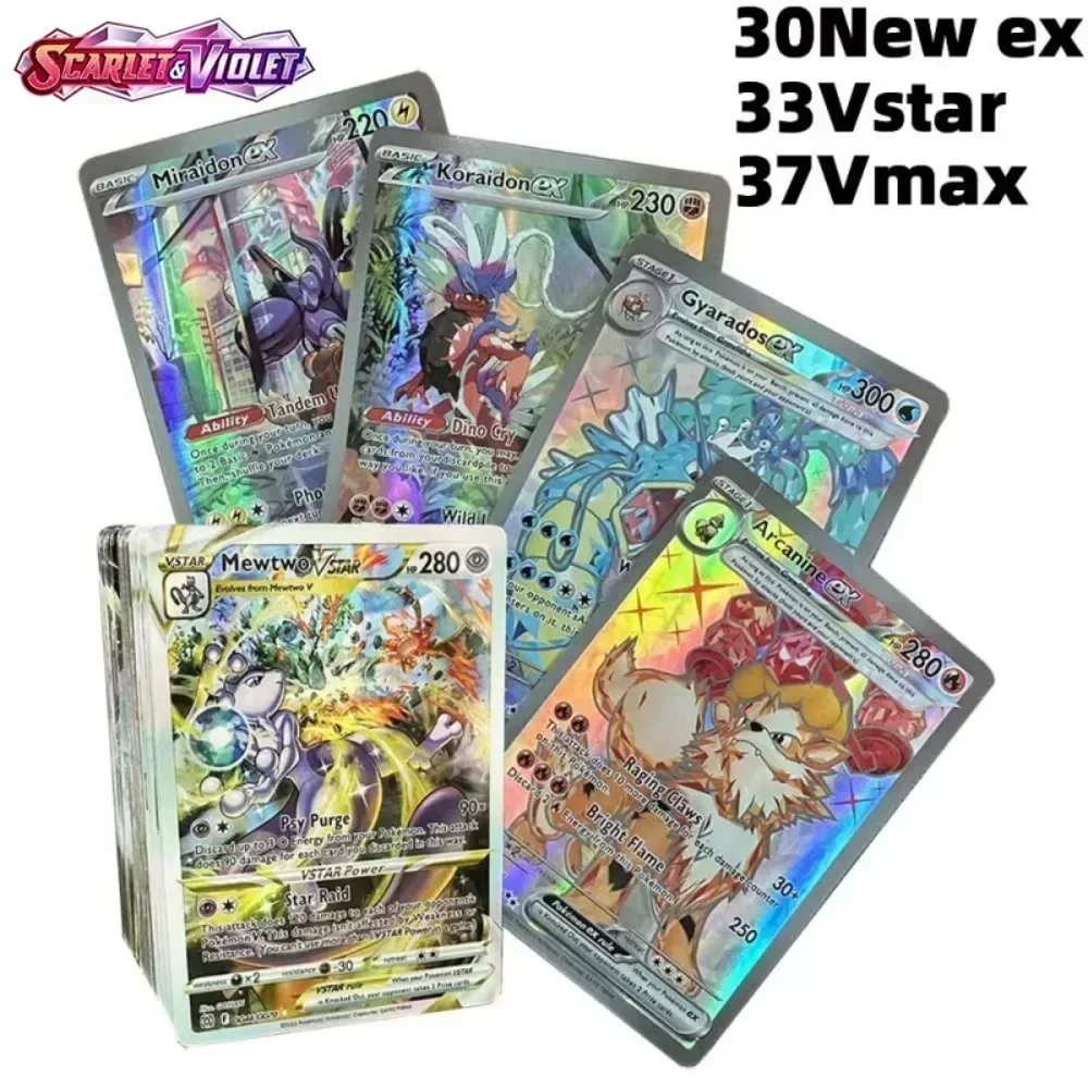 Popular Pocket Monsters Crimson Purple Flash Card 100GLORY100Ex100GX100Vmax Game Collection Card Koraidon Miraidon Battle Card