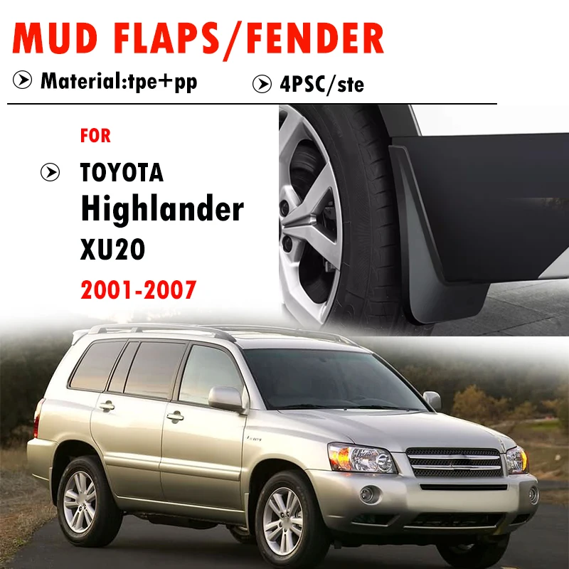 

For Toyota Highlander XU20 Mudguard Fender Mud Flap Guards Splash Mudflaps Car Accessories 4pcs 2001 2002 2003 2004 2005 2006