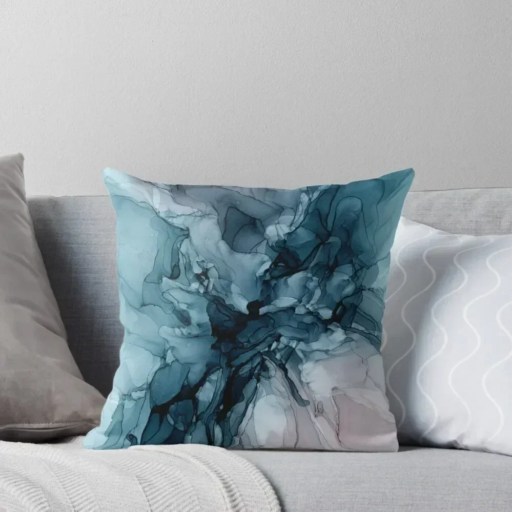 Blue Seas Mauve Sand Abstract Flow Painting Throw Pillow Sofa Cushions Christmas Pillowcase pillow