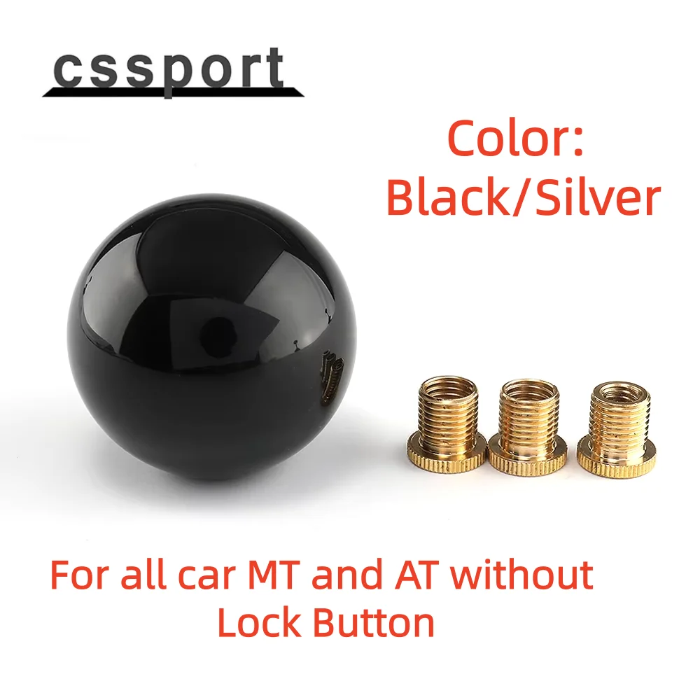Acrylic Round Gear Short Shifter Knob Black Silver For All Car Manual Transmission and Automatic Transmission W/O Lock Button