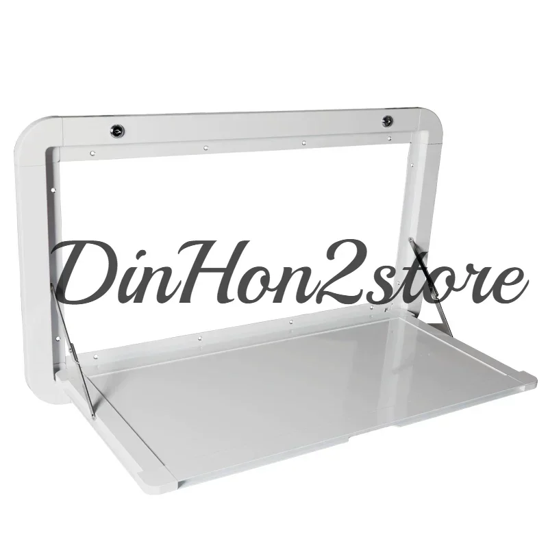 RV Out Folding Table White/Black Trailer-mounted External Dining Table Exterior Side-mounted Folding Motorhome Camping Table