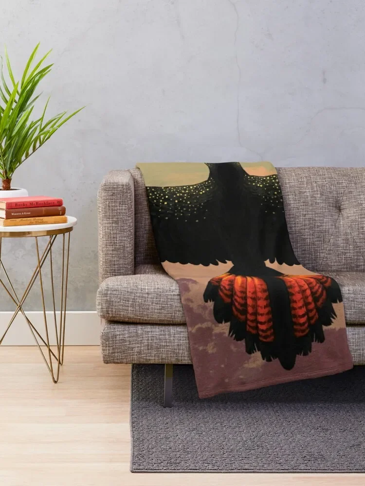 Red-Tailed Black Cockatoo - Australian Bird Throw Blanket Luxury St Softest manga Blankets