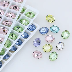 6x4MM  Oval Shape Fancy Stone K9 Crystal Rhinestone High Quality Pointback Stone Glue On Glass Stone For Shoes Bags Nail Art DIY