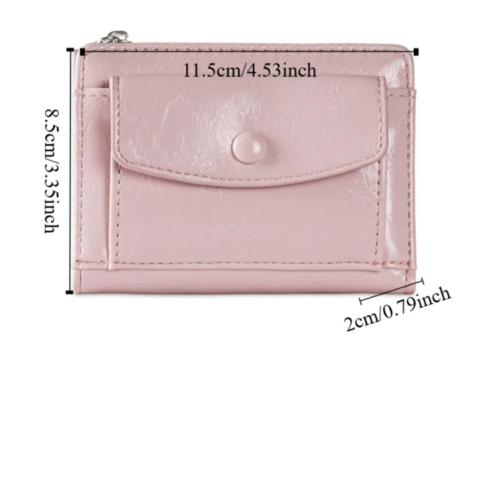 Portable Elegant Women Short Wallet Short Clutch Ultra Thin Coin Pouch Zipper Multi-function Purse Travel
