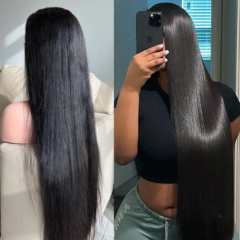 HD Transparente Lace Frontal Wig para Mulheres Negras, Lace Encerramento, Cabelo Humano, Em Linha Reta, 13x6, 4x4, 30 ", 34", 360