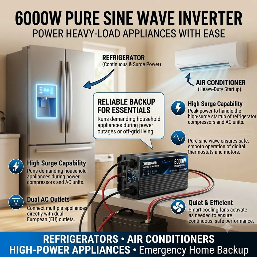 محول تيار متردد بتيار موجي جيب - مراجعة Pure Sine Wave Inverter 5000W 48V 220V وسعره